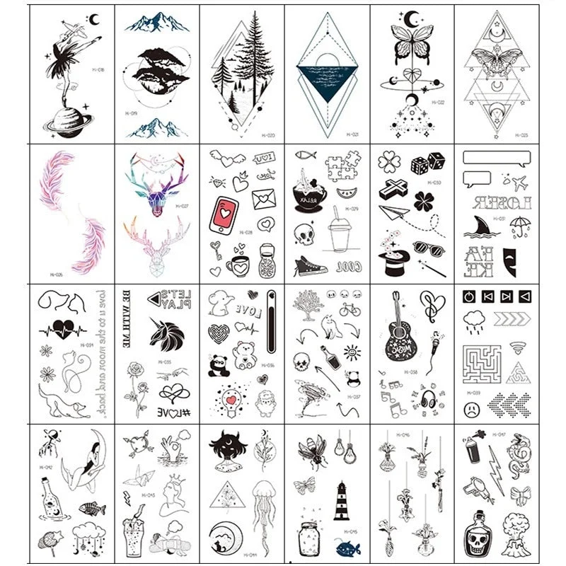 37 kinds Stylish Blue Light Luminous Tattoo Temporary Arm Body Sticker Club Party Disposable Noctilucent tatouage temporaire