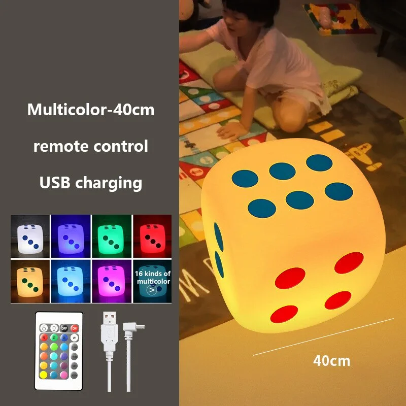 Nordic PE dice night lamp colorful remote control table night light bedside lamp living room creative stool floor lamp