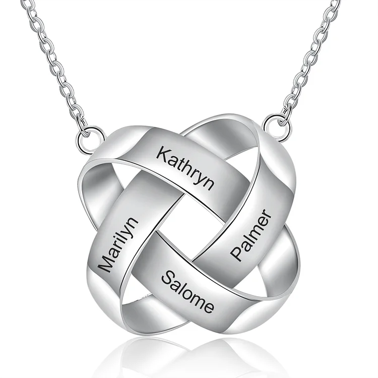 Love Knot Necklace Personalized 4 Names Mobius Strip Necklace