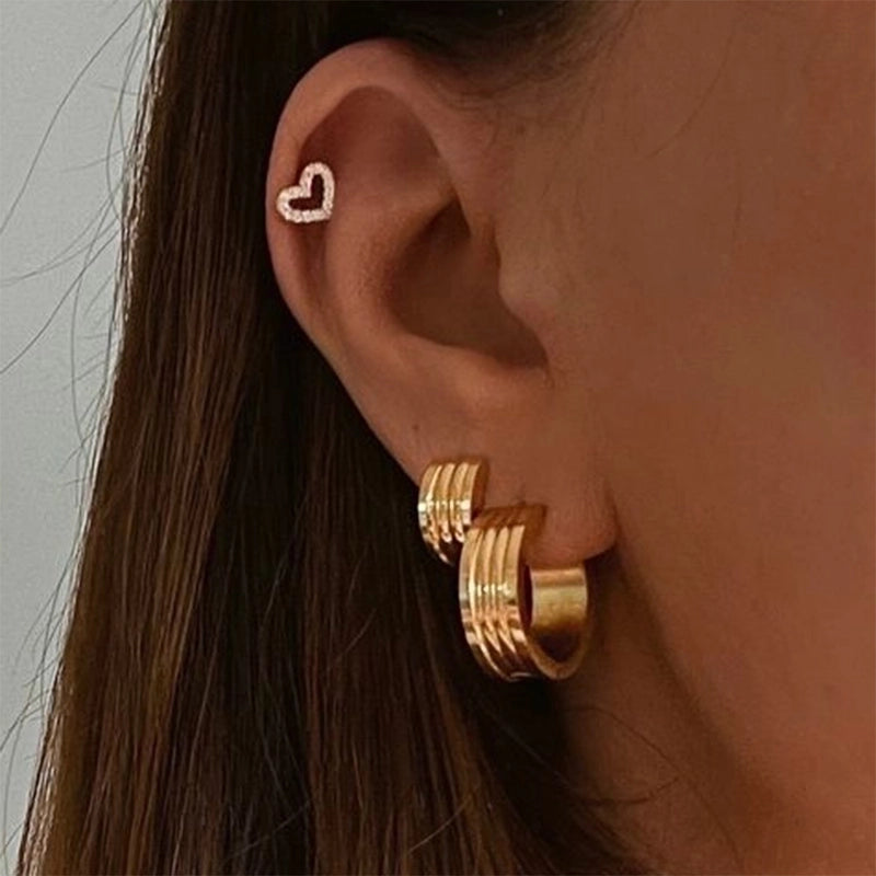 Minimalist C Shape Plating 304 Stainless Steel Hoop Earrings