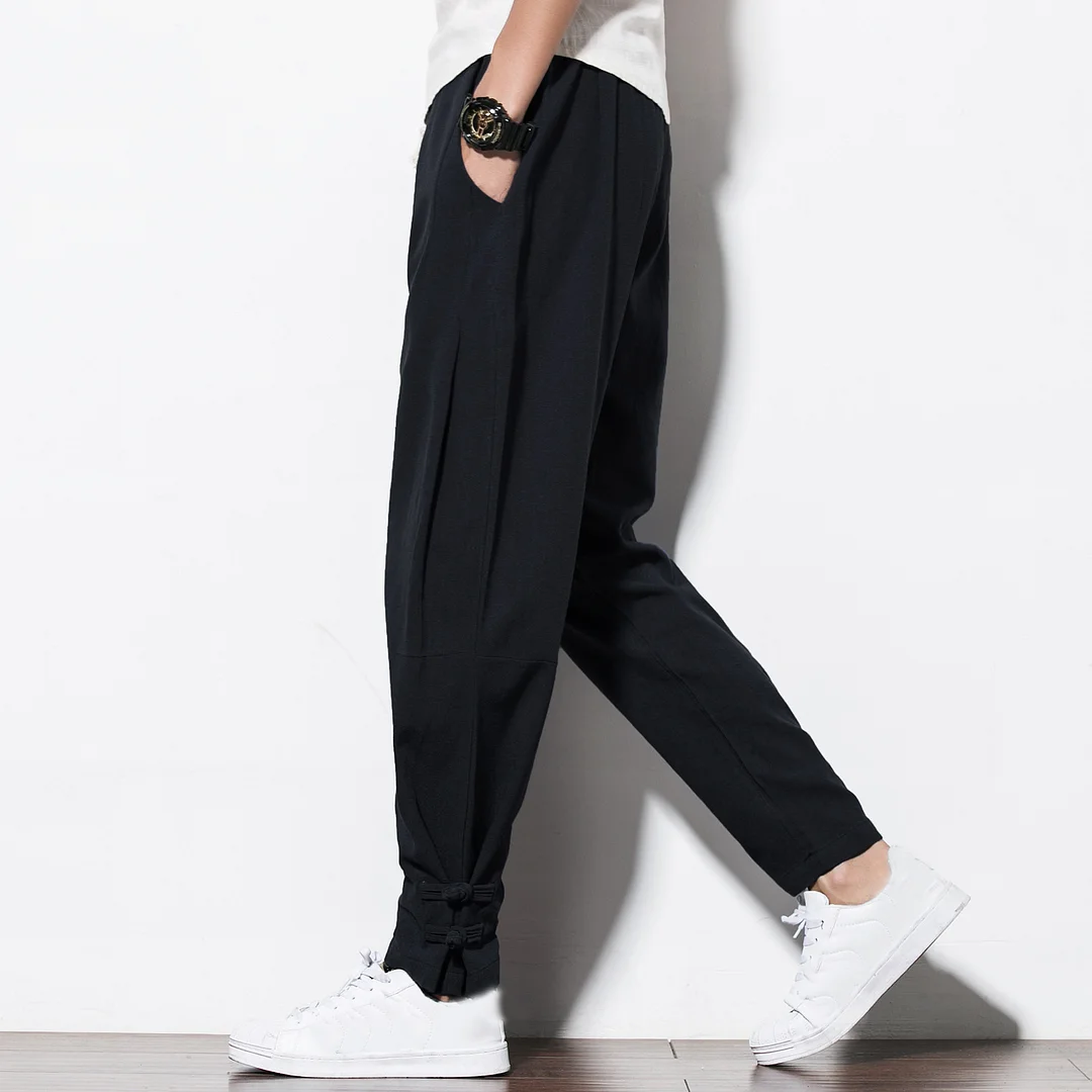 Toloer Pants Men's Casual Pants Harun Pants Summer Men's Pants Chinese Linen Men's Cotton Linen Loose Pants 2021-Outfit Ideas