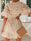 Crochet Applique Flared Sleeves Mini Dresses
