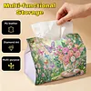 (24cm)Diamond Art Tissue Box DIY PU Napkin Cover for Home(Butterflies and flowers)