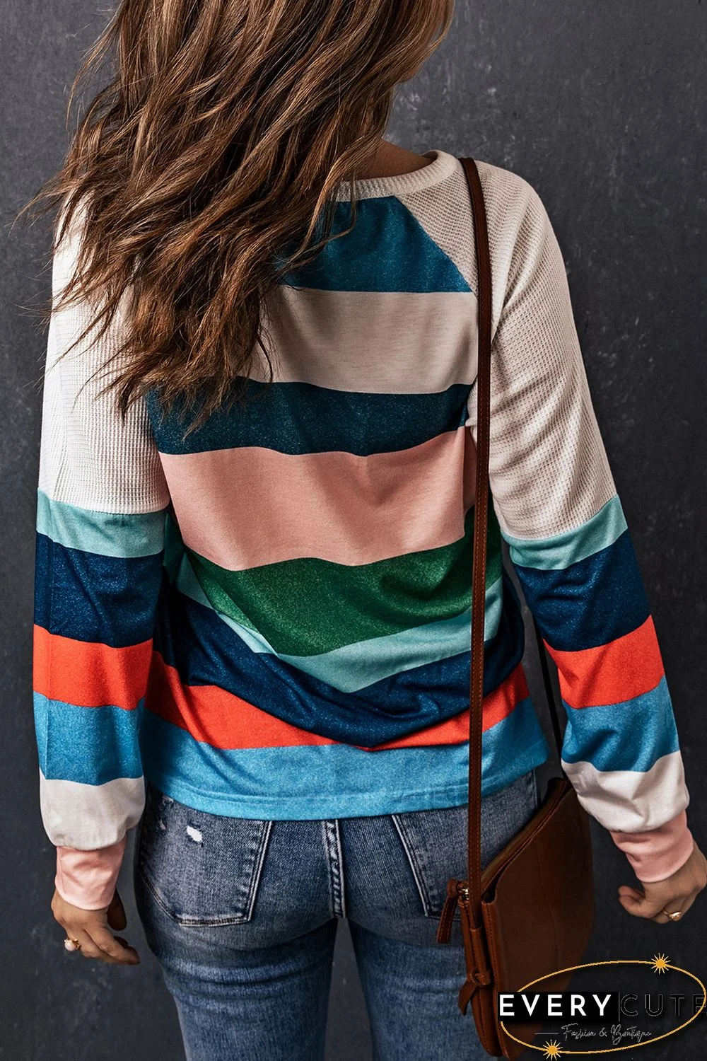 Striped Color Block Long Sleeve Blouse