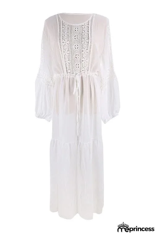 Lace Drawstring Cover Dress