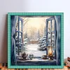 Snow Scene Outside The Window - 11CT Stamped Cross Stitch - 50*50cm