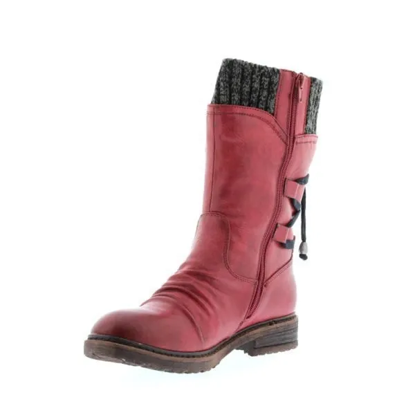 Women's Martin Boots Winter 2021 Side Zipper Snow Boots Lace Up Women Shoes Size 43 Knitting Retro Ankle Boots Botas De Mujer