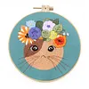 Cat Flower-DIY Embroidery Kit with Pattern Cotton Threads Needles Hoop 30*30cm/11.81*11.81in tapestrymarket