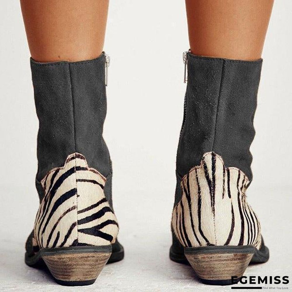 Casual Pointed Toe Zebra-Striped Boots | EGEMISS