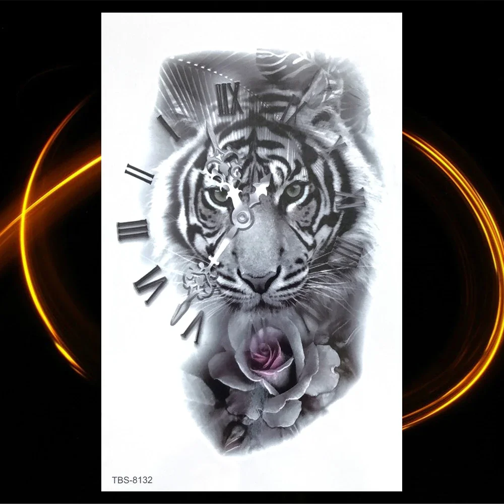 Sdrawing Skeleton Fake Temporary Tattoos For Women Men Green Snake Rose Daisy Flower Tattoo Scorpion King Body Thigh Waterproof Tatoo