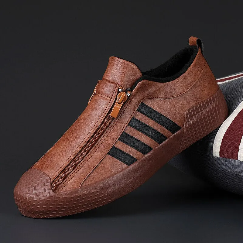 Fashion Casual Men Plush Shoes Outdoor Non-slip Wear-resisting Male Sneaker Winter High-top Warm Lined Footwear All-match Trend