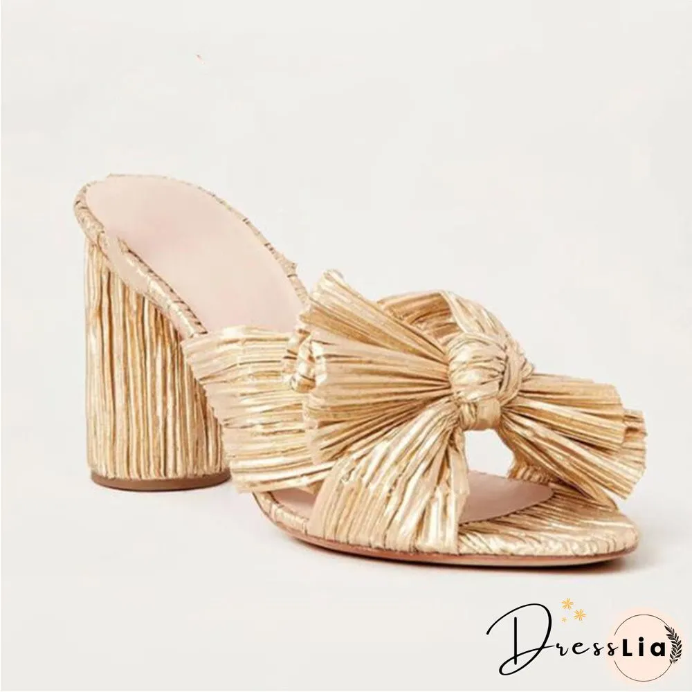 Brand New Summer Woman Mules Shoes Sandals Super High Heel 8 cm With Butterfly-knot Sweet Lady Office Shoes Plus Size 50