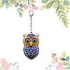 1 PC DIY porte-cl&eacute;s en diamant hibou bleu dor&eacute; en 3D avec boucle homard double face en diamant avec cha&icirc;ne de printemps en mosa&iuml;que de diamants en tisss en mosa&iuml;que de diamants cadeau unique fait main