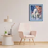American Flag And Wolf - Full Embroidery 3 Strands 11CT Stamped Cross Stitch - 45*60CM - Large Size