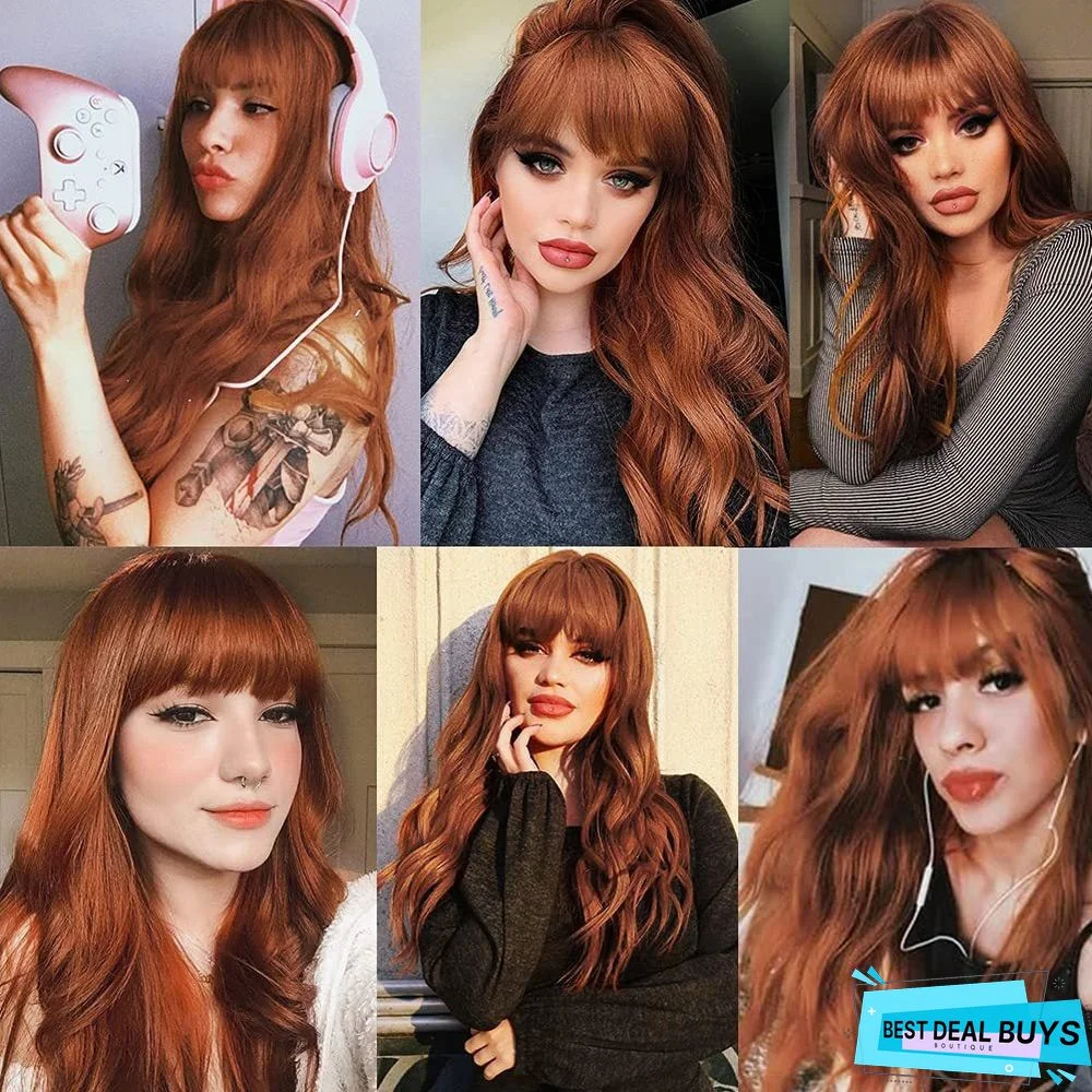 Air Bangs Long Curly Hair High Temperature Silk European Wig Female Full Headgear