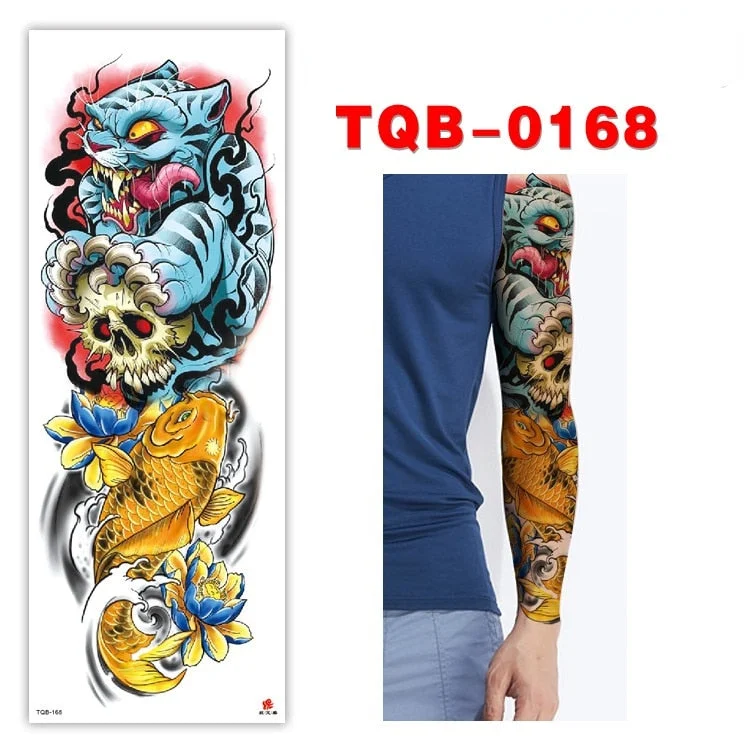 Full Arm Series Temporary Tattoo Full Arm Tattoo Sticker Lasting Waterproof Sweat Flower Arm Full Arm Tattoo Big Picture Sticker