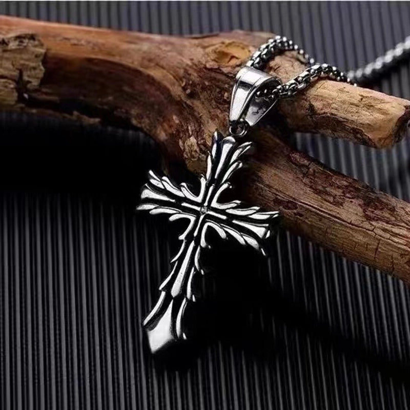 Retro Punk Cross Alloy Plating Men's Pendant Necklace3