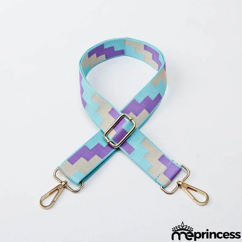 Women Fashion Color Block Adjustable Decompression Replacement Long Strap Bag Accessories