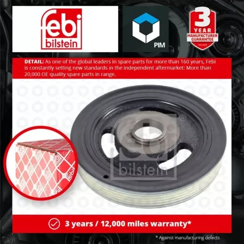 Crankshaft Pulley fits FORD FOCUS 1.5D 1.6D 04 to 20 Belt 1690296 Febi Quality Parts