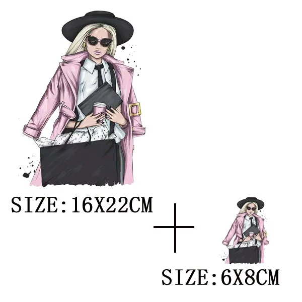 Fashion Girl Iron On Transfer For Clothing DIY Washable Thermal Stickers On T-shirt Funny Design On Hoodies Patch Applique Decor