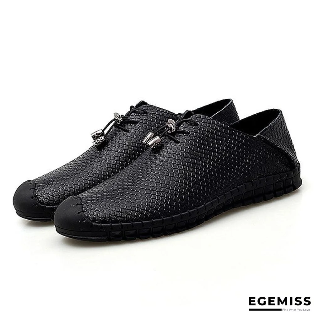 Men's Spring / Summer Casual Daily Oxfords Walking Shoes Cowhide Wear Proof Black / Blue / Brown | EGEMISS