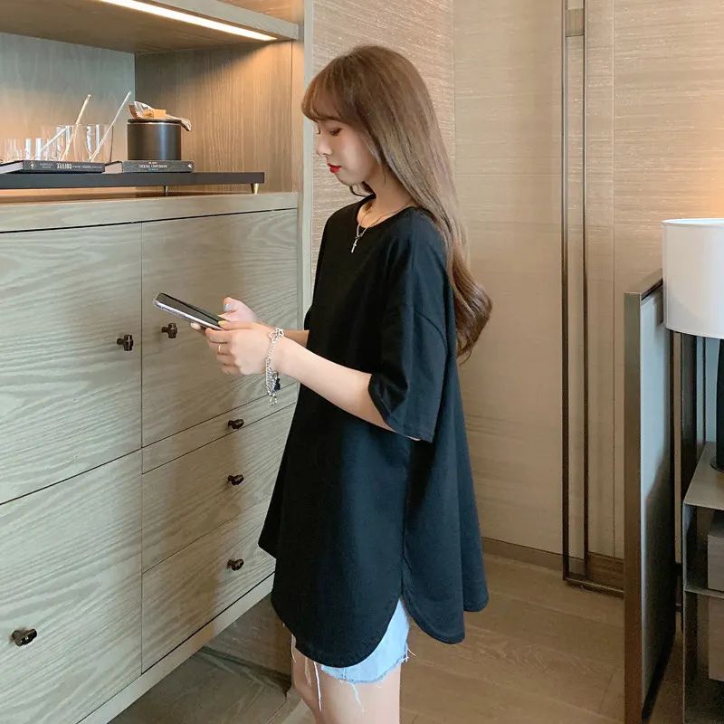 Backless Pure Color Loose T-Shirt