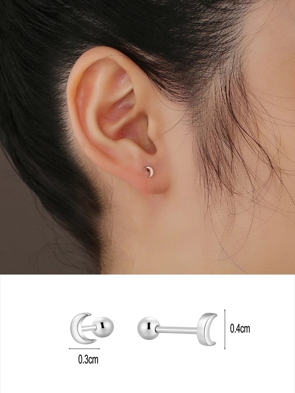 1 Pair 14K Gold Plated 925 Sterling Silver Zircon Star Moon Butterfly Ear Studs