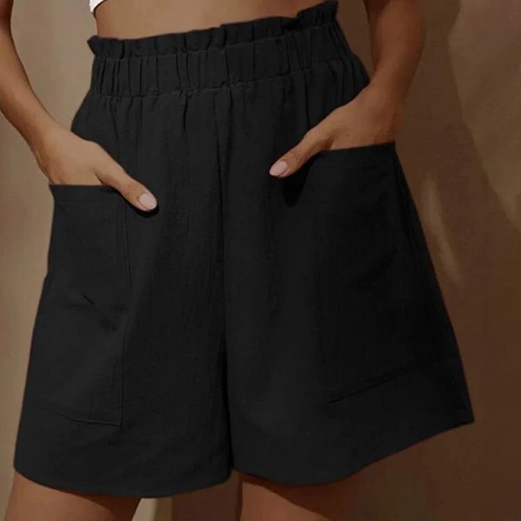 Casual Cotton Hemp Bud High Waist Shorts