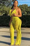 Ripped Fringed Casual Trousers Set
