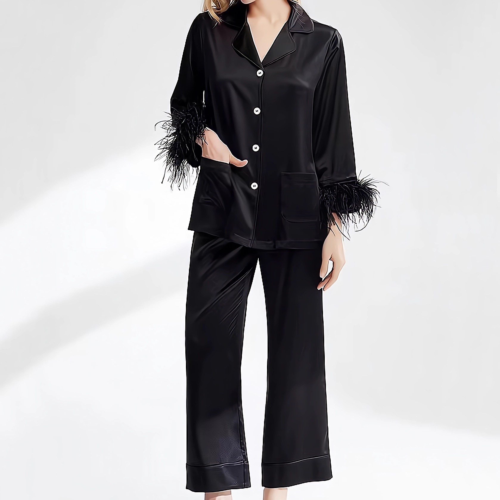 Luxury Silk Pajamas With Feathers REAL SILK LIFE