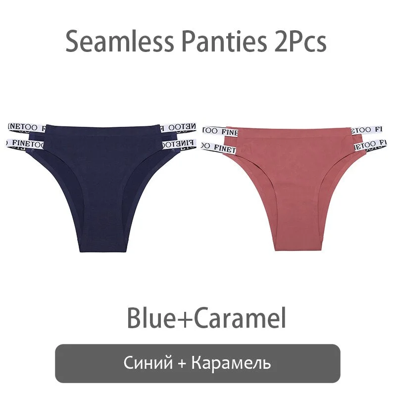 FINETOO Sexy Brazilian Panties Women Seamless Thongs M-XL Ladies Soft Underpants Smooth Letter Underwear Female Lingerie 2021