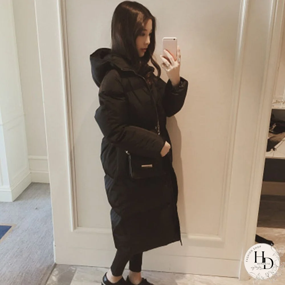Women Loose Puffer Long Coat Parka Jacket Hooded Oversized Winter Outerwear