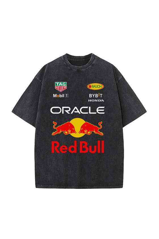 Red Bull Crew Neck Unisex Vintage Wash T-shirt / TECHWEAR CLUB / Techwear