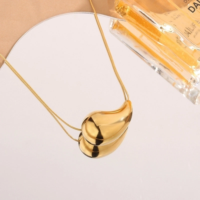 Hip-Hop Water Droplets 304 Stainless Steel Gold Plated Plating Pendant Necklace