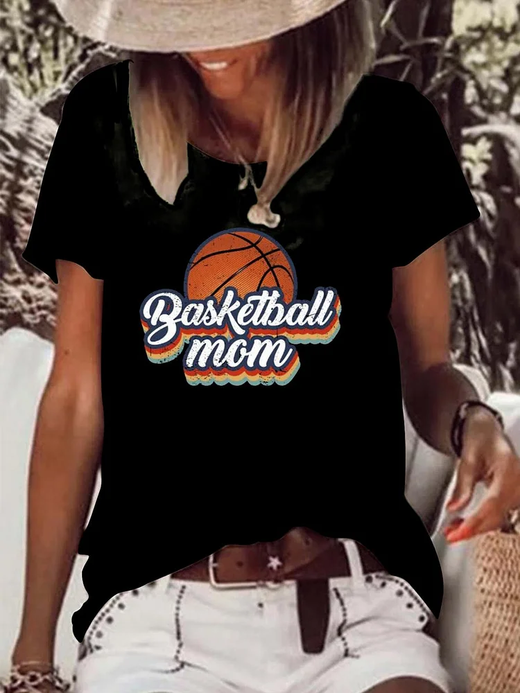 Basketball mom Raw Hem Tee-Annaletters