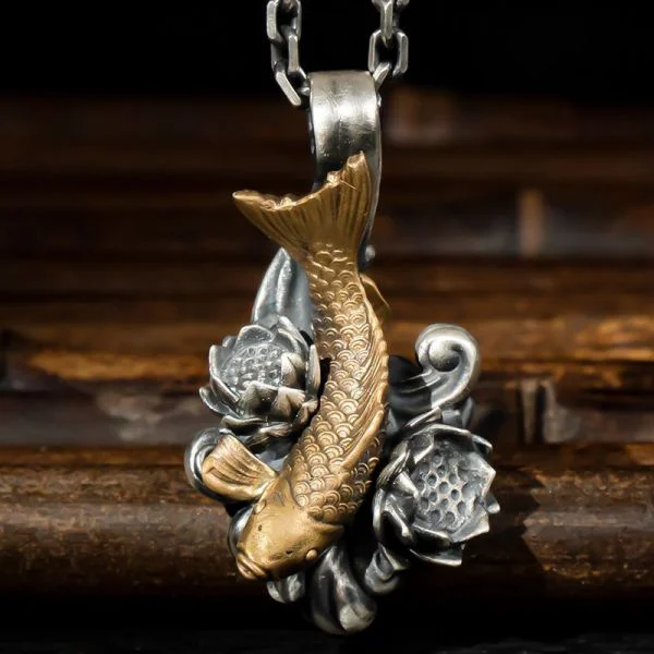 Sterling Silver Good Luck Koi Pendant Necklace
