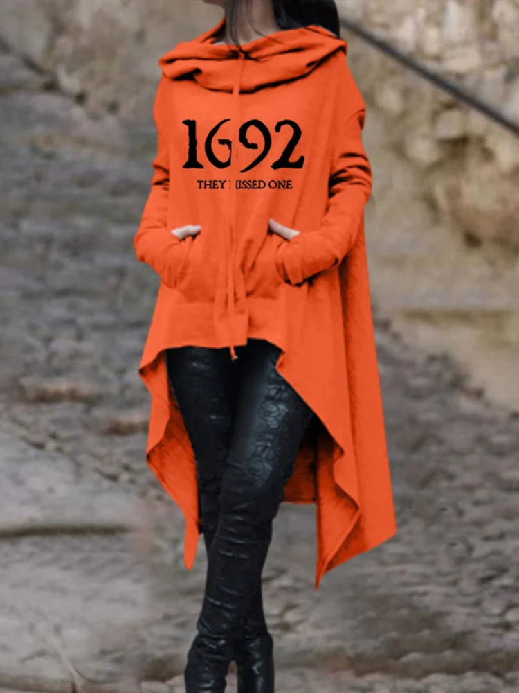 Women's 1692 They Missed One Salem Witch Print Cape Hoodie socialshop