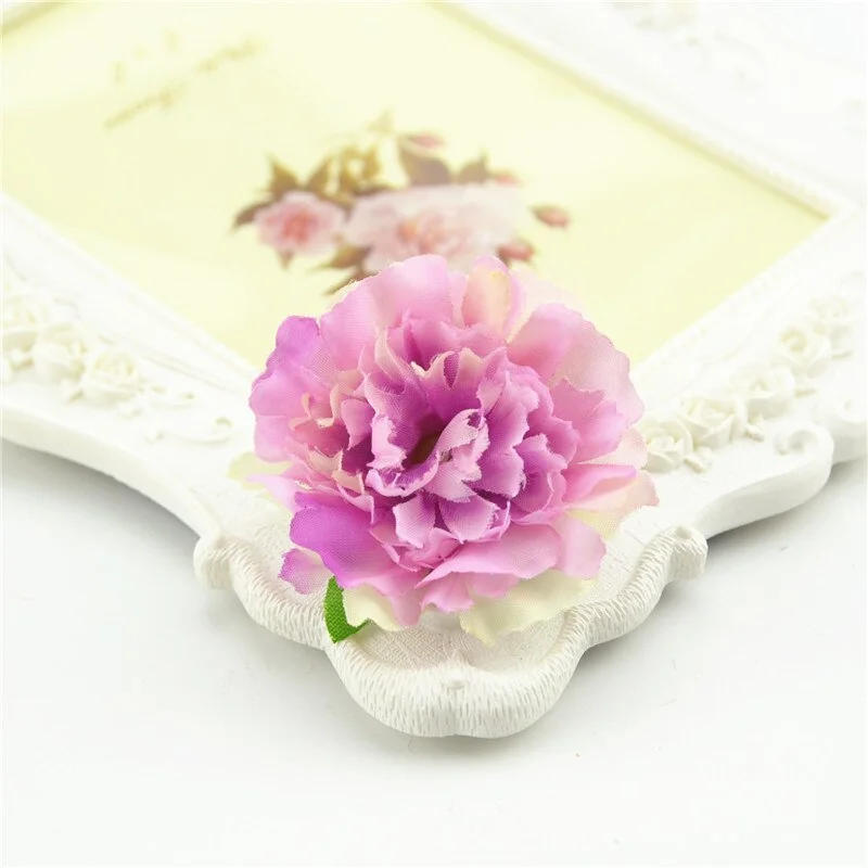 10pcs Cheap 4.5cm Mini Artificial Silk Flower Heads European Fall Vivid Peony For Wedding Home Decoration Chrismas Gift Crafts