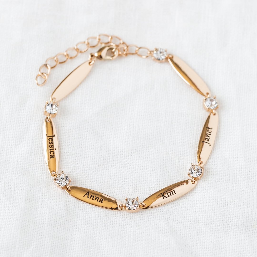 Vangogifts Custom 1-6 name Birthstone crystal carving Bracelet Best Gift for Mom Wife Girlfriend Family