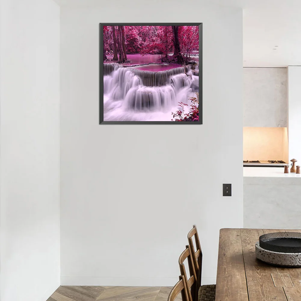 Full Round Diamond Painting 40*40cm - Forest Waterfall
