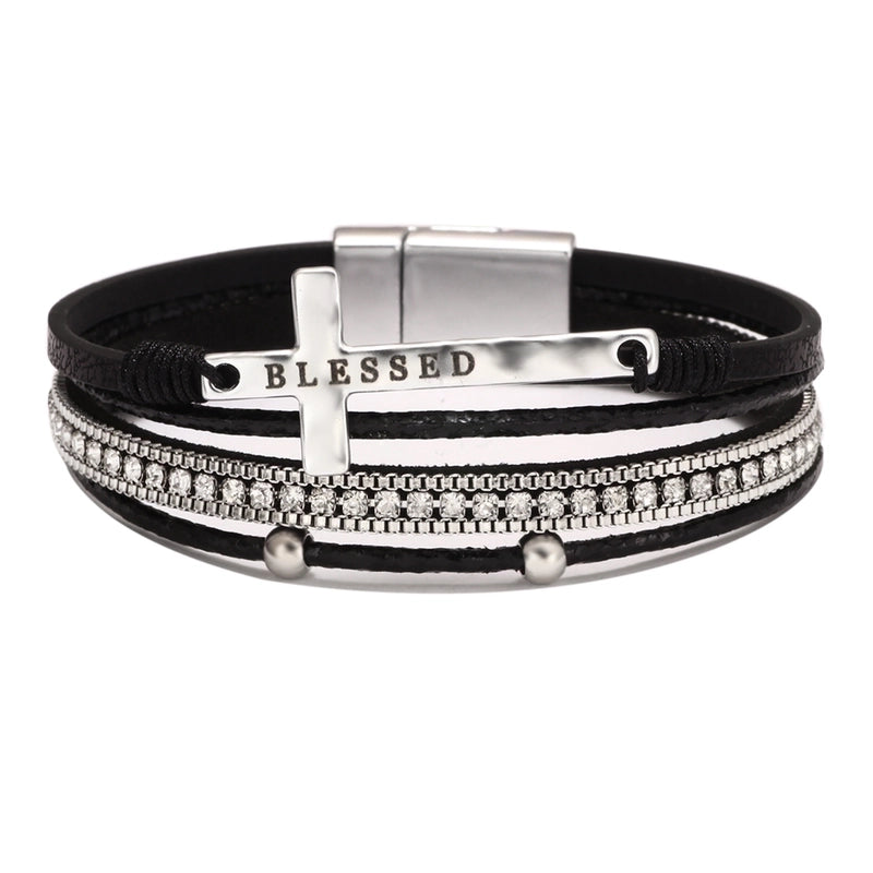 Casual Cross Pu Leather Alloy Braid Hollow Out Women’s Men’s Bracelets