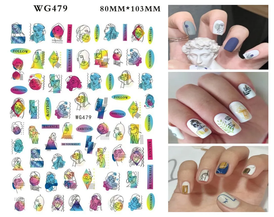 1pcs Leaf With Lines Nails Sticker Designer Fruit Nail Art 3D Decals Acrylic Designs Self Adhesive Manicure Slider Accesorioss-Nail Inspo