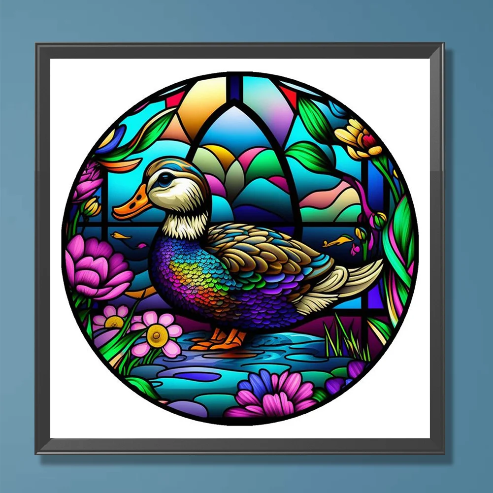 Diamond Painting - Full Round Drill - Stained Glass Duck(Canvas|30*30cm)