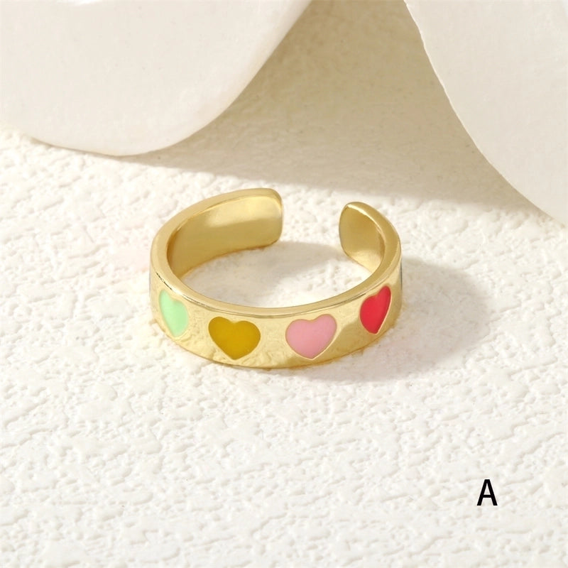 Cute Pentagram Copper Enamel Open Rings