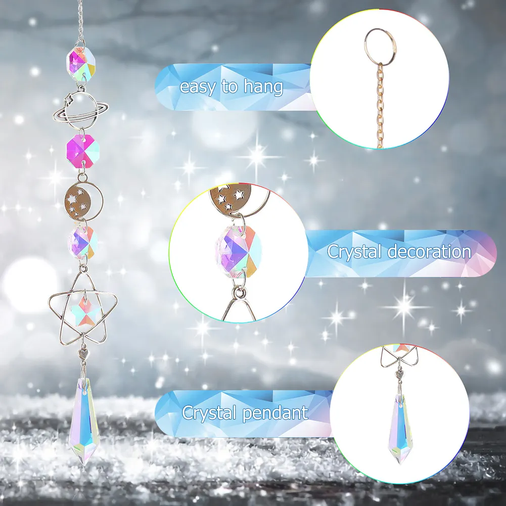 Crystal Wind Chime Prism Catchers Ornament Curtain Home Garden Pendant (C)