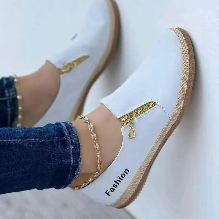 Breakj Breakj Large-Size Zipper Casual Single Women's Shoes 2025 Spring And Autumn Solid-Colored Loose Cake Bottom Linen Rope Canvas Shoes