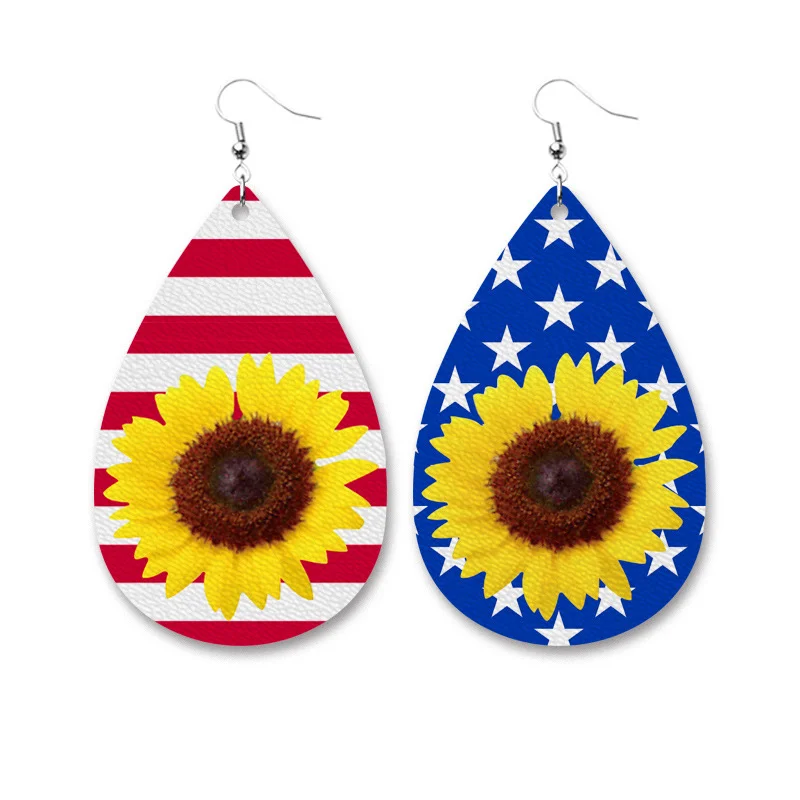 July 4 star stripe sunflower Earrings