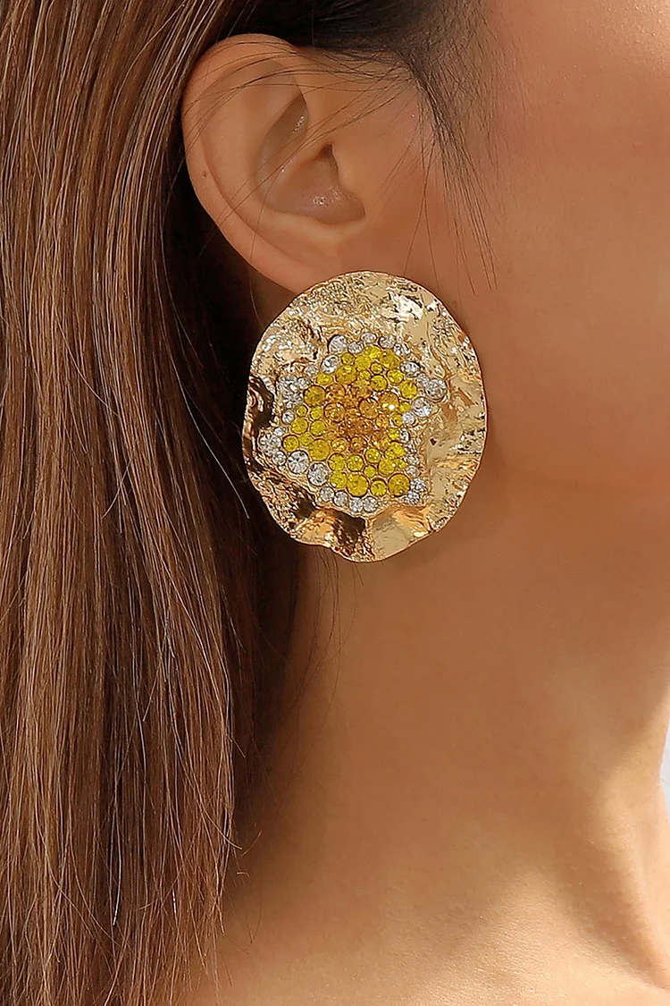 Fashion Imitation Rhinestone Metal Earrings