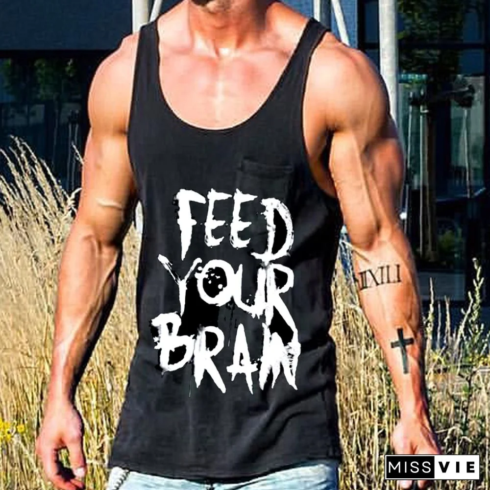 Fashion Casual Letter Printed Vest Men