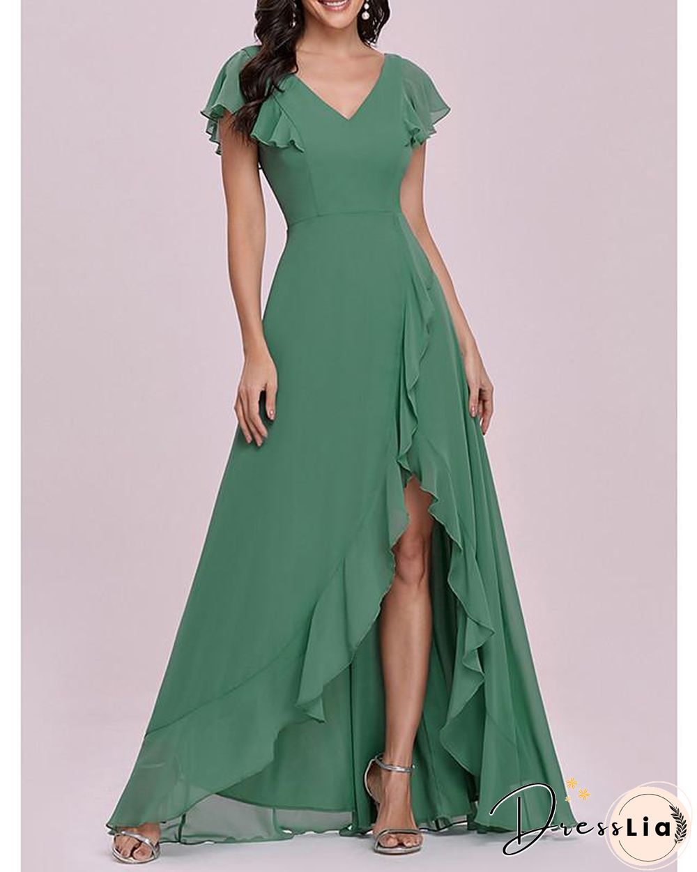 Women's A Line Dress Maxi long Dress Short Sleeve Solid Color Spring Summer Elegant Vintage Green S M L XL XXL 3XL 4XL